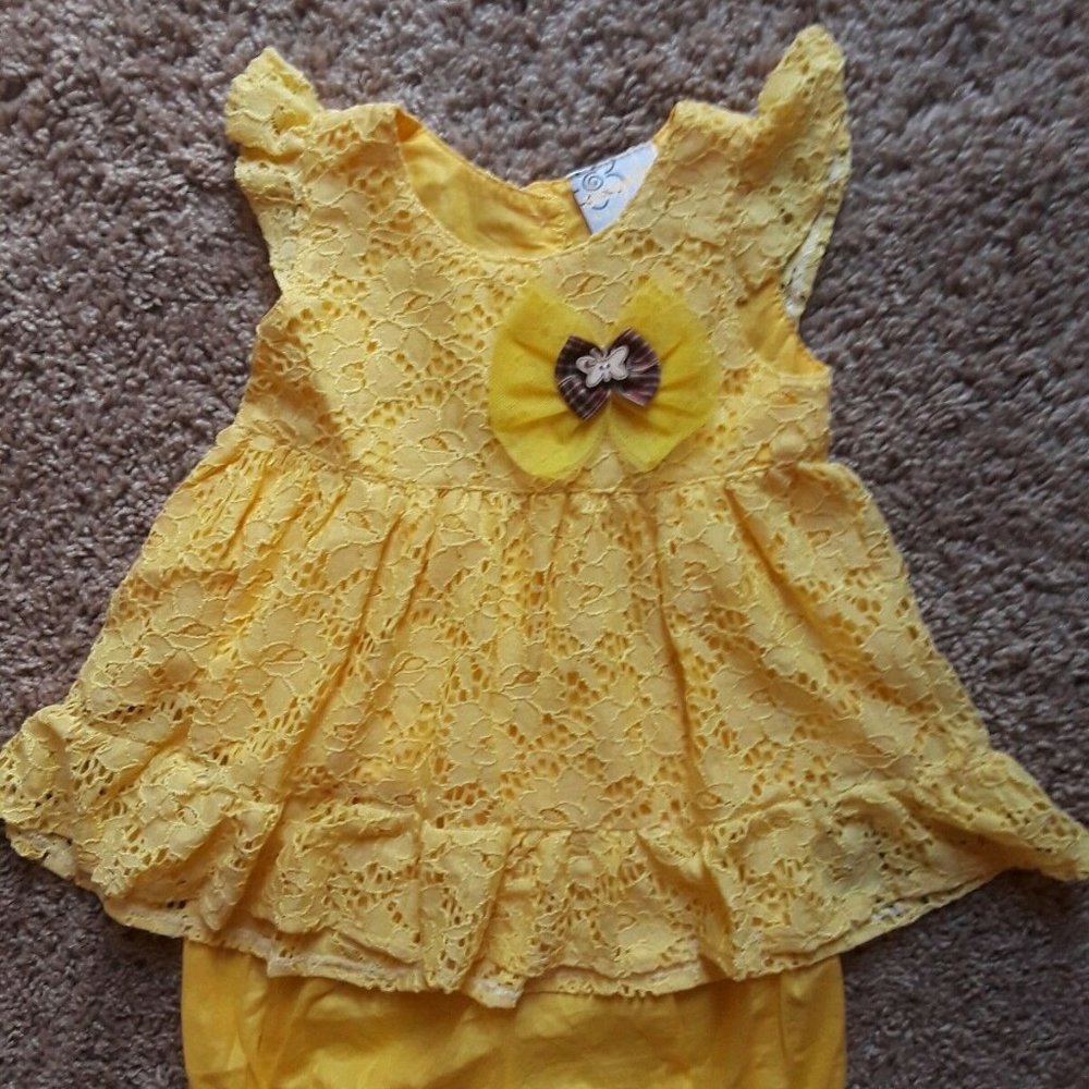 Baby Girl Infant Yellow Lace Dress set 6 m